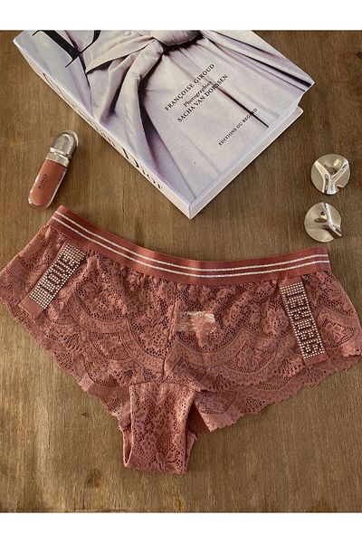Amour Dried Rose Glittered Jewelled Lace Panties
