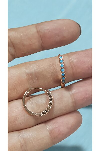 neslim designer Xuping Mavi Boncuk Detay Gold İtalyan Çelik Halka Küpe