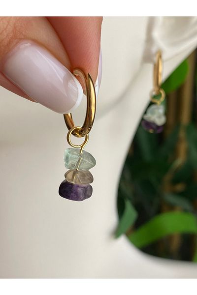 Lucios Stainless Special Design Natural Stone Steel Earrings