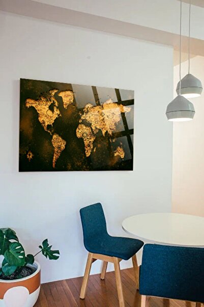 TAULART Retro World Map Map for Office, Home 4mm Unbreakable Tempered High Definition Glass Table