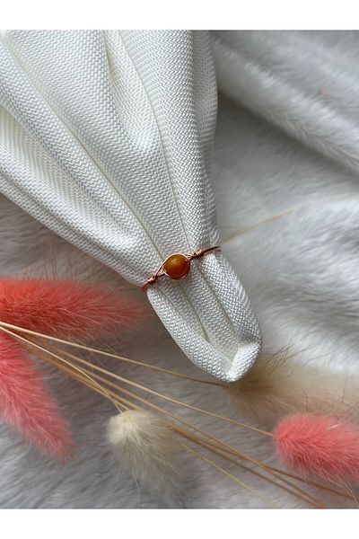 PelvedDesign Minimal Patterned Copper Amber - Adjustable Handmade and Wire Ring