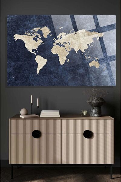 TAULART World Map Map for Office, Home 4mm Unbreakable Tempered High Definition Glass Table