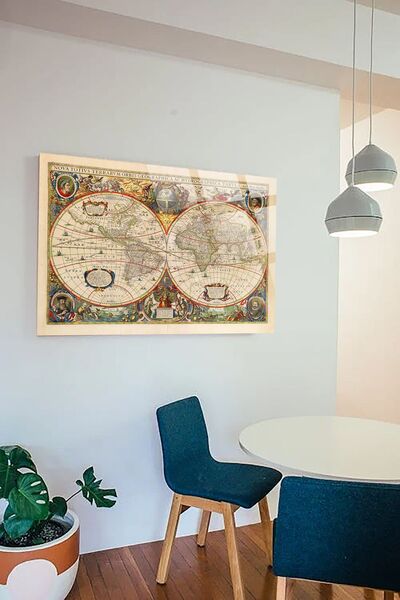 TAULART Old World Map Map for Office, Home 4mm Unbreakable Tempered High Definition Glass Table