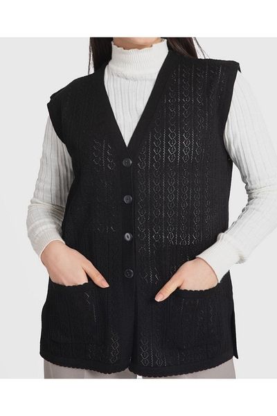 ece bayan giyim Mercerized Black Mother Vest