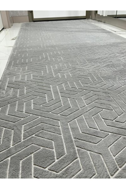 MBA Armoni Gray Lux Cut Embossed Non-Slip Base - Living Room Hallway Kitchen Shape