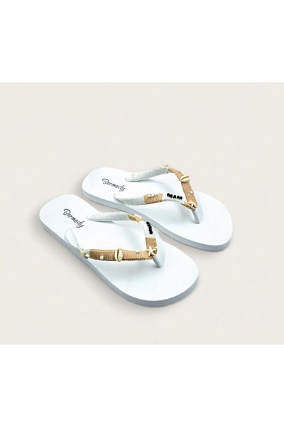 Bermody White Brown Flip Flop Sea Shell Starfish Women's Beach Slippers