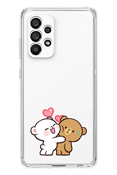 moonset Samsung Galaxy A33 Uyumlu Sevimli Ayıcıklar Tasarımlı Baskılı Şeffaf ...