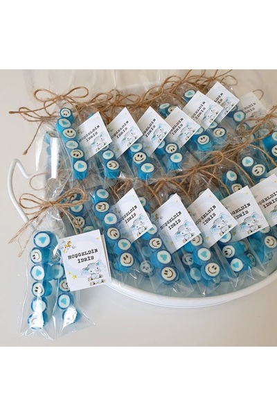 ŞEKERCİYAŞAR Mavi Kalp Desenli Düğün, Babyshower, Doğum Günü, Mevlit, Nişan Ş...