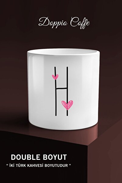 bymat كوب بدون مقبض بتصميم قلب وردي - كوب أبيض - Doppio Coffee*ibyatbkh465
