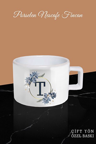 bymat كوب ذهبي بتصميم حرف T - كوب قهوة أبيض - كوب قهوة زجاجي *Bymatfh263