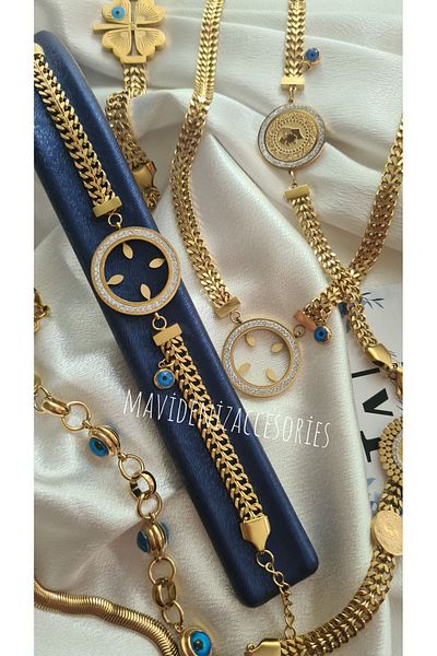 mavidenizaccesories steel quarter Attachable necklace quarter frame bracelet steel combination