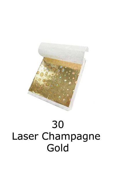 Profisher Varak Kaplama Yaprak Metalik Folyo 9x9cm 10lu 30 Laser Champagne Go...