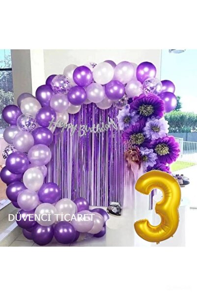 DÜVENCİ TİCARET Set de lanțuri cu baloane liliac violet de lux - ornament pen...