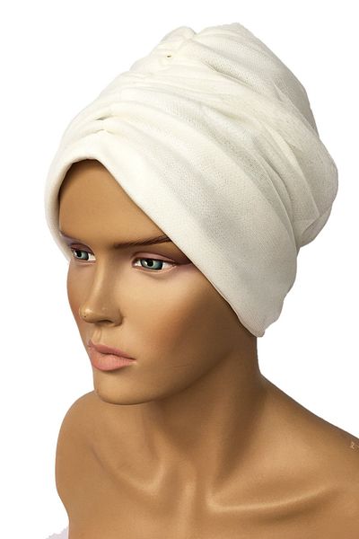 Vera Έτοιμο Turban Bone Cream Tulle Κομψό Bone Tulle Shirred ντραπέ με επένδυση Γυναικείο Hijab Bone Hijab