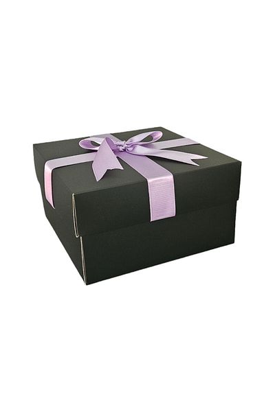 HEDİYEDİYE Gift Box with Black Lilac Ribbon - Empty