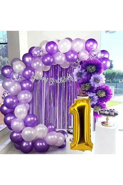 DÜVENCİ TİCARET Purple Lilac Balloon Chain Set