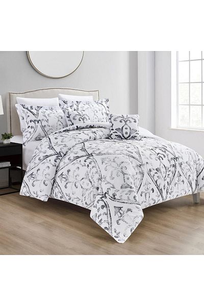 In House Sky | 8 Pieces Comforter Set - King - 260x240 cm - White & Grey