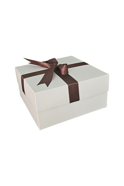 HEDİYEDİYE White Gift Box - Empty with Brown Ribbon