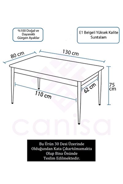 Canisa Lav Serisi 80x130 Sabit Beyaz Mutfak Masası