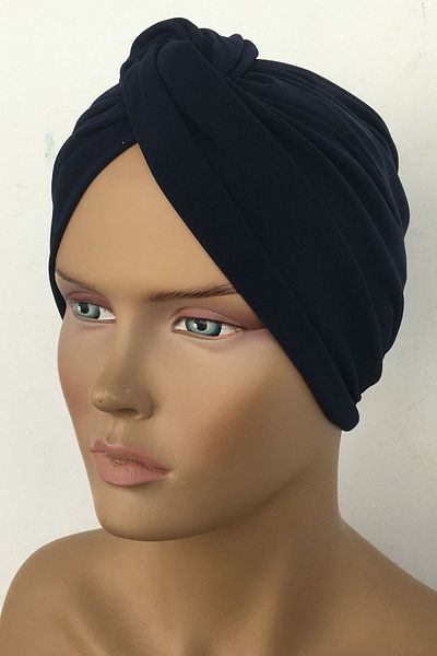 Vera Bonnet Ready Turban Bonnet με μονό κόμπο Γυναικείο καπό Hijab Navy Blue Εξωτερικό καπό Hijab Snap-on Bonnet