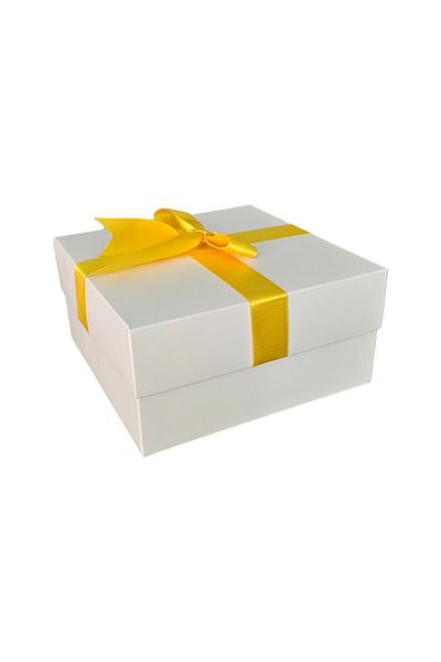 HEDİYEDİYE White Gift Box - Empty with Yellow Ribbon