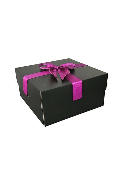 HEDİYEDİYE Black Gift Box - Empty with Fuchsia Ribbon