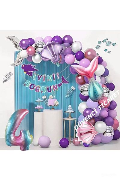 DÜVENCİ TİCARET Mermaid Luxury Birthday Set