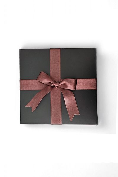 HEDİYEDİYE Black Gift Box - Empty with Brown Ribbon