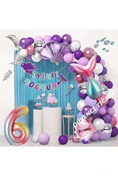 DÜVENCİ TİCARET Deniz Kızı Lüks Doğum Günü Set