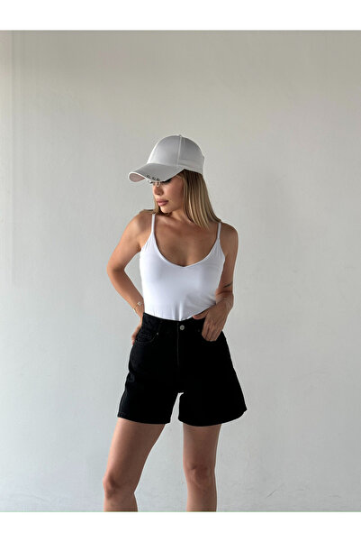 Z GİYİM Black Classic Mom Jean Shorts - Women