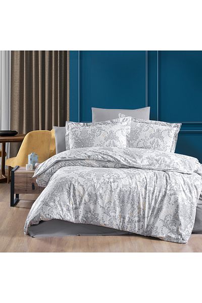 In House Seville | 8 Pieces Ranforce Cotton Comforter Set - King - 260x240 cm - 25280-v3 - Grey