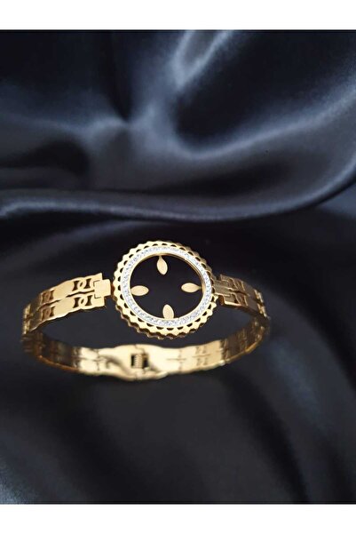 Bijukom أصفاد نسائية ربع مرصعة بالأحجار 18 سم ذهبي