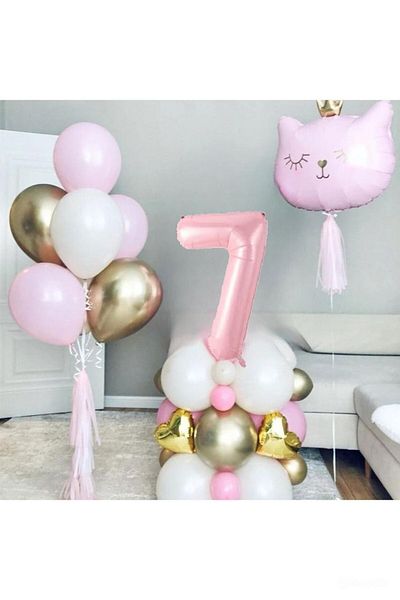 DÜVENCİ TİCARET Pink Cat Balloon Set