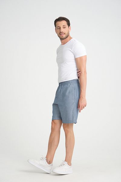 MERİCEY Ανδρικό σορτς με κορδόνι μέσης μπλε τζιν Look συνθετικό