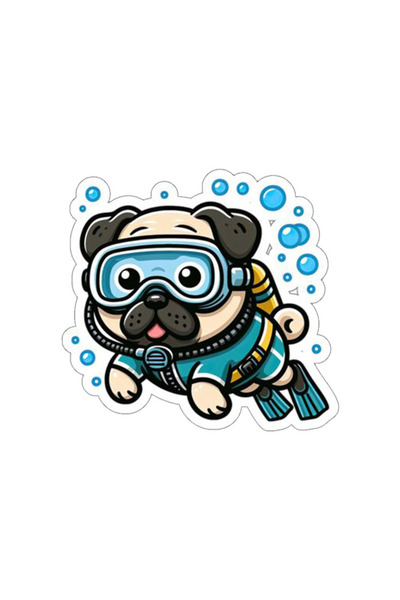 MegaSticker 14X13 cm Diver Bulldog Car and Motorcycle Windshield Sticker