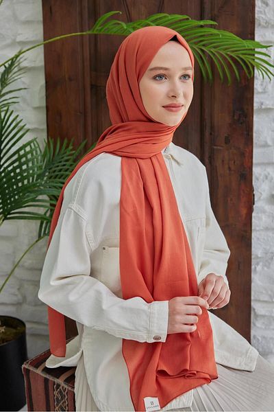 Şalland Organic Cotton Voile Shawl Coral