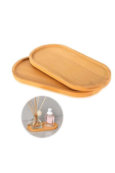 MEHAY HOME Luxury Natural 2 Pieces Bamboo Presentation Plate & Oil Pot Base 26 cm