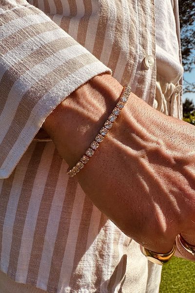 CAPO by Aytaç Yamaç Round Cut Bracelet with Waterway Stones - Gold Plated and Steel Model