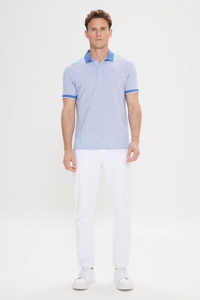 ALTINYILDIZ CLASSICS Tricou pentru bărbați, albastru, jacquard, slim cu gât polo