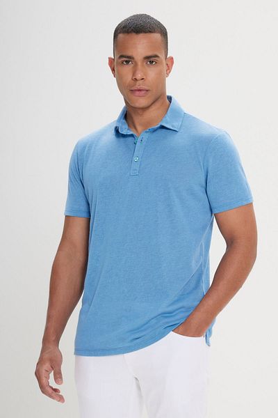 AC&Co / Altınyıldız Classics Tricou casual pentru bărbați, cu guler polo slim, turcoaz