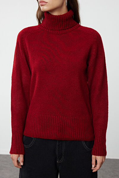 Trendyol Collection Claret Red Soft Textured Basic Knitwear Sweater TWOAW21KZ1343