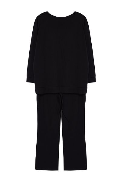 Trendyol Curve Knitted Black Cat Printed Pajamas Set - 2 Thread TBBAW25AI00004