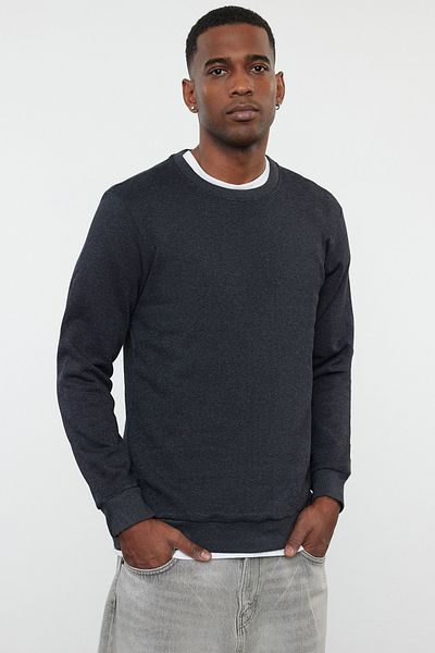 Trendyol Collection Anthracite Fleece/warm SWeatshirt - Regular Fit TMNAW21sw1208