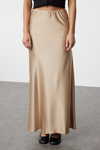 Trendyol Collection Mink Satin Fish Shape Maxi Length Woven Skirt TWOSS24ET00120