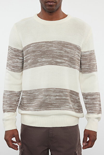 Edit by Trendyol Stone Ležérne Obyčajný Posádka Krk Gradient Sveter Tmnaw25Kz00024