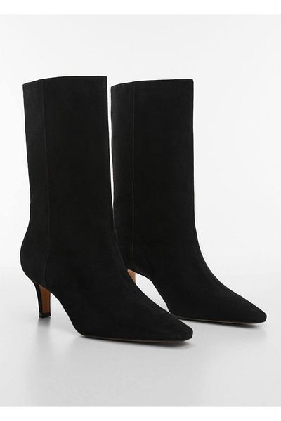 MANGO Woman Stiefel aus Leder mit kleinem Absatz