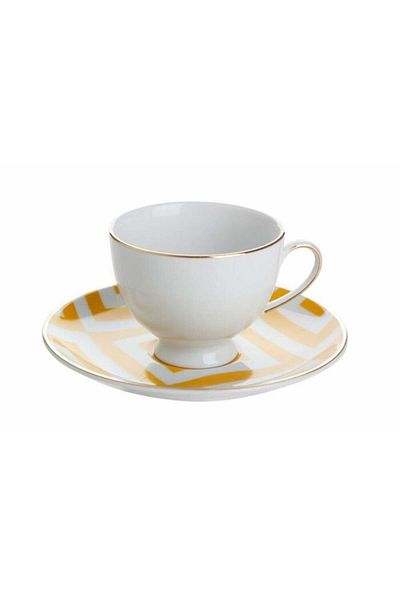Porland Morocco 4 Yellow 80cc Cup and Saucer Patterned Coffee