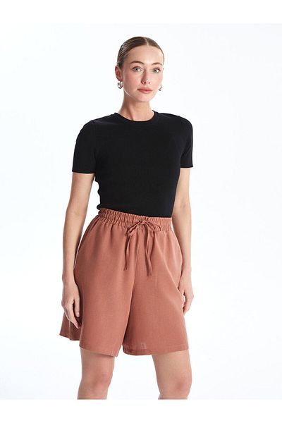 LC Waikiki Linen Blended Women's Shorts with Elastic Waist