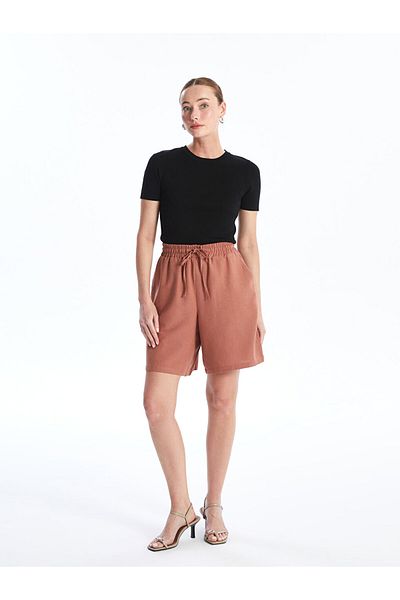 LC Waikiki Linen Blended Women's Shorts with Elastic Waist