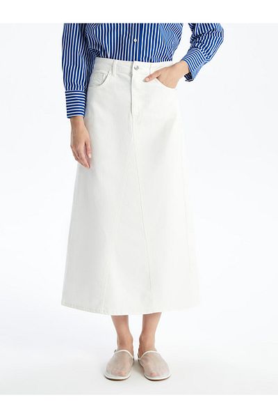 LC Waikiki Γυναικεία τζιν φούστα σε Α γραμμή Standard Fit